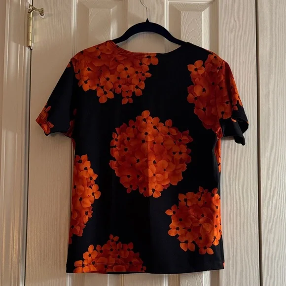 Impressions Black & Orange Floral Top – Size M - Picture 2 of 8